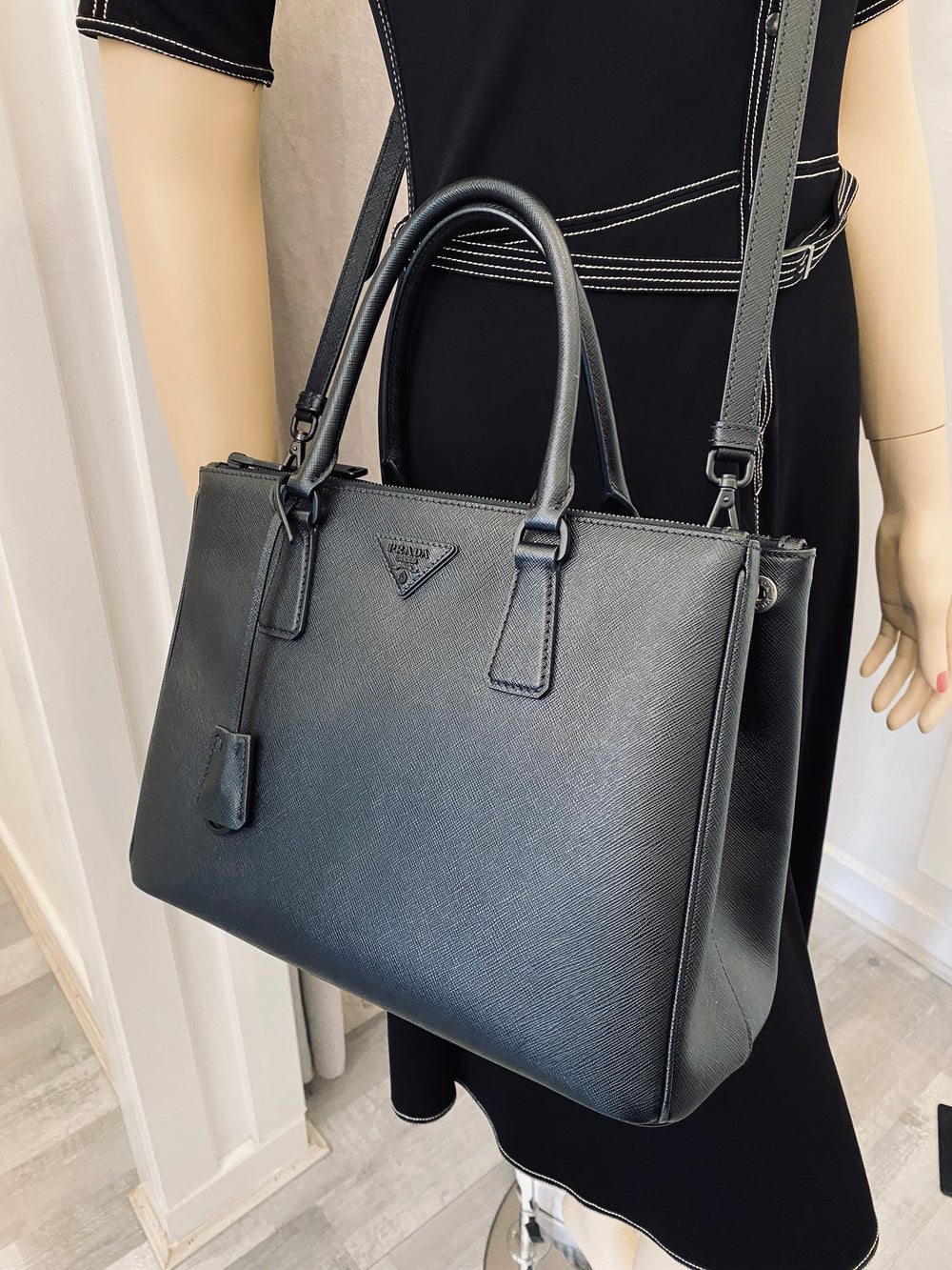 Prada black on black bag sale