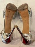 Pre Loved Jimmy Choo Silver Strappy Platform Heels UK 5
