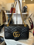 Gucci GG Large Marmont Matelasse Shoulder Bag in Black