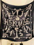 Hermes Alphabet III Black & Ecru 90cm Silk Scarf