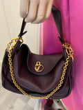 Pre Loved Mulberry Leighton Top Handle in Dark Burgundy Grained Leather (excellent)