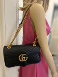Pre Loved Gucci Marmont Shoulder Bag in Black
