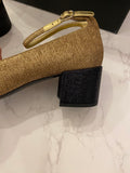 Pre Loved Chanel Black & Gold Mary Jane Heels UK 6 (new)