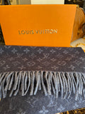 Pre Loved Louis Vuitton Blue Monogram Cashmere & Wool Scarf