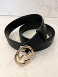 Pre Loved Gucci Black GG Interlocking Buckle Belt 95cm (fits U.K. 12)