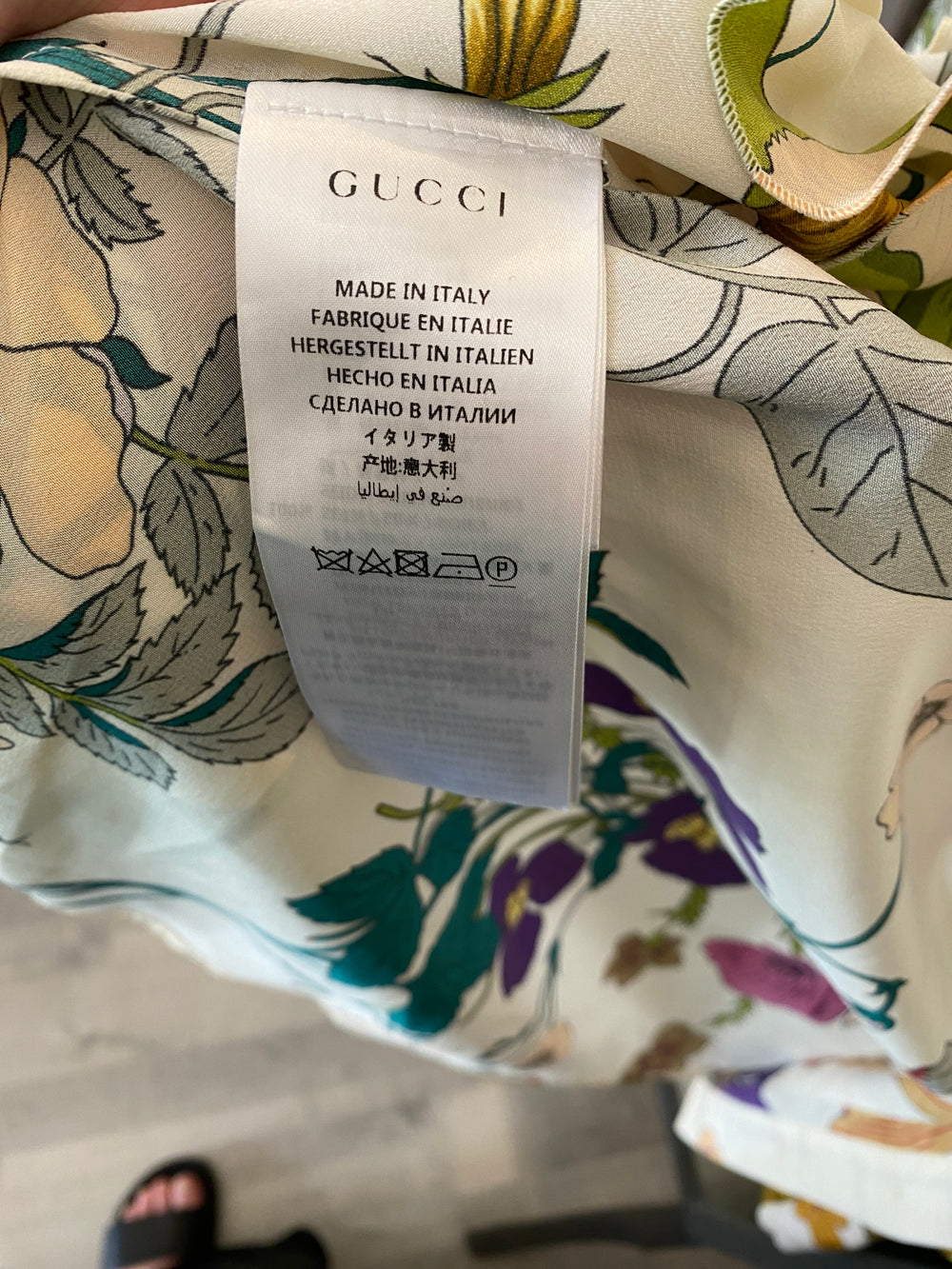 Pre Loved Gucci Floral Silk Frilled Floral Blouse uk12
