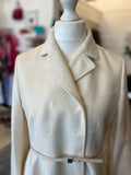 Max Mara Cream Wool Coat with Leather Belt UK 14 (fits 12-14)