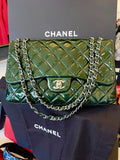 Chanel Accordion Flap in Dark Green Patent Leather