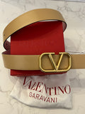 Pre Loved Valentino Garavani “V” Reversible Belt in Rose/ Cappuccino (as new) size 80 (U.K. 10)