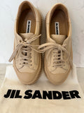 Pre Loved Jill Sander beige leather platform sneakers size UK 4 fits UK 5