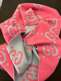 Pre Loved Gucci Pink & Blue Wool Large GG Scarf