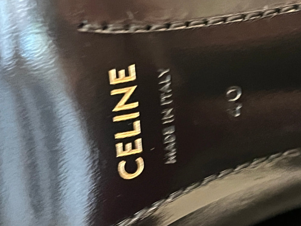 Pre Loved Celine Claude Long Black Leather Triomphe Boots UK 7 (new)