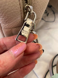 Pre Loved Prada Vitello Daino Logo Crossbody in Pale Dusky Pink - Excellent