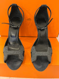 Pre Loved Hermes Premiere Sandals in Navy Glitter & Suede size 5.5 (new)