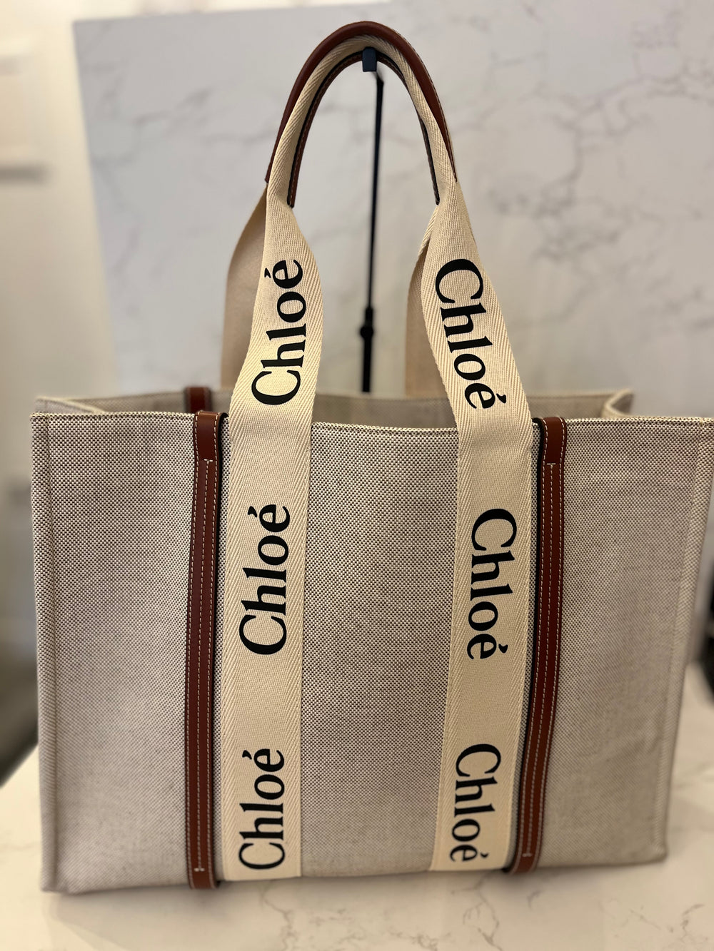 Pre Loved Chloe Large Woody Canvas Tote Bag (new)