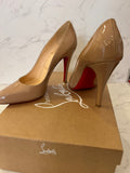 Pre Loved Christian Louboutin 100 Nude Patent Heels UK3.5