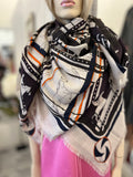 Pre Loved Hermes Gents Collection Imprimeur Fou Sequences Cashmere & Silk Shawl (new)