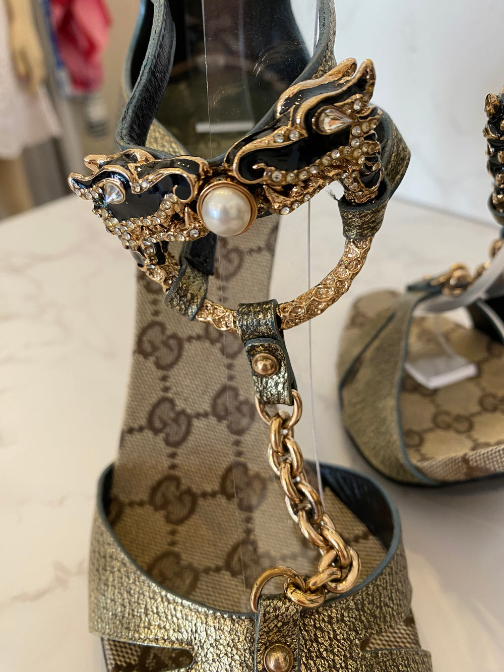 Pre Loved Gucci 2004 Tom Ford Dragon GG Heels UK6