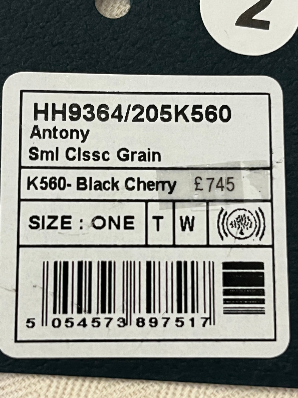 Pre Loved Mulberry Small Antony in Black Cherry (New)