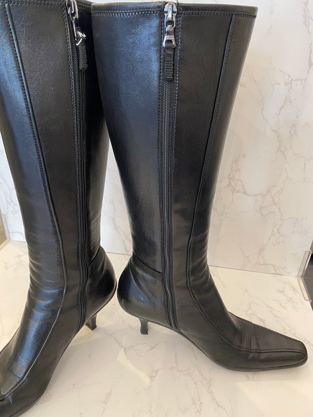 Pre loved Prada Black leather Boots Size  UK4 (fit UK5)