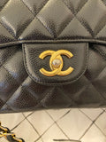 Pre Loved Chanel Double Flap Jumbo in Black Caviar Leather 2015