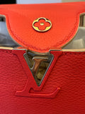 Louis Vuitton Capucines Bag in Red Tourillon Leather Silver Tone Hardware