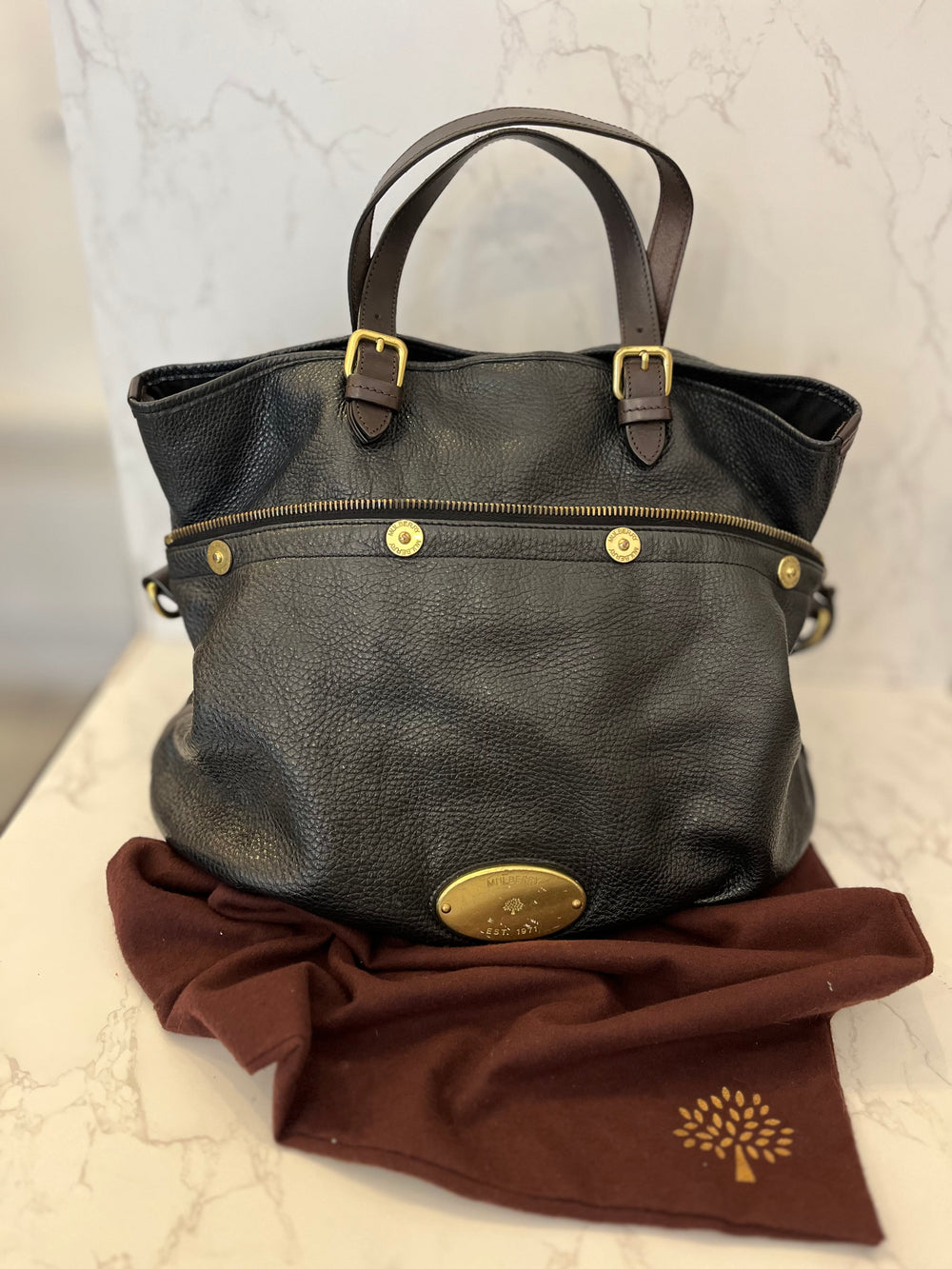 Pre Loved Mulberry Mitzy Hobo in Black Leather