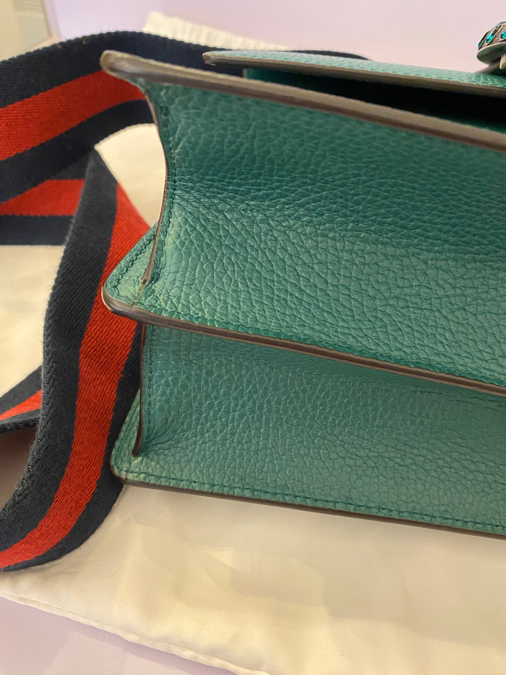 Pre Loved Gucci Green Leather Medium Dionysus Bamboo Top Handle (excellent)