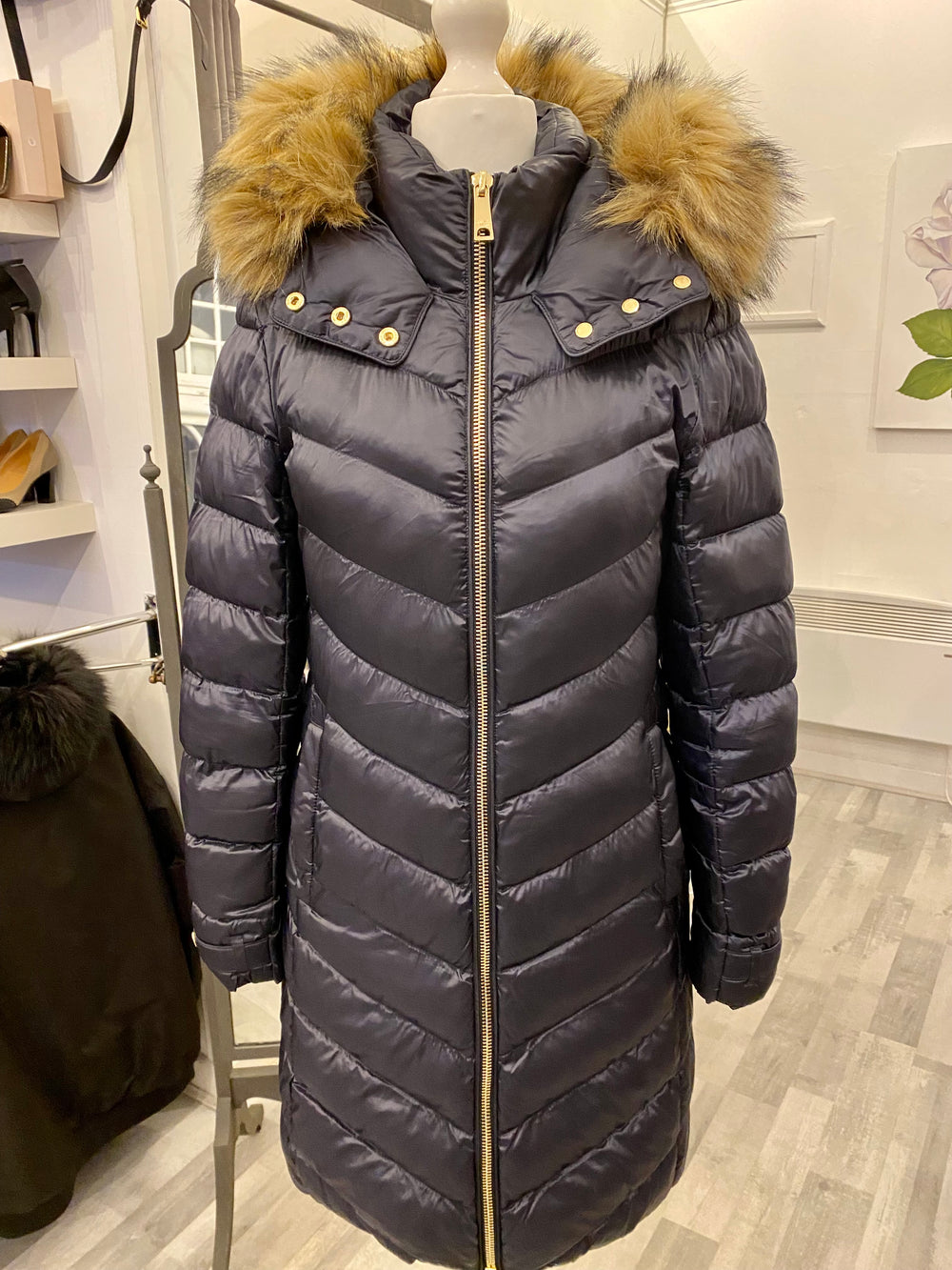 Pre Loved Holland Cooper The Melina Navy Puffer Coat size M uk10-12 (excellent)