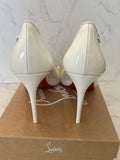 Pre Loved Christian Louboutin Sporty Kate 85 White Patent Heels UK 7