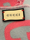 Pre Loved Gucci Pink & Blue Wool Large GG Scarf
