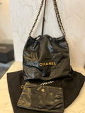 Pre Loved Chanel 22 in Black Shiny Calf Leather (new)