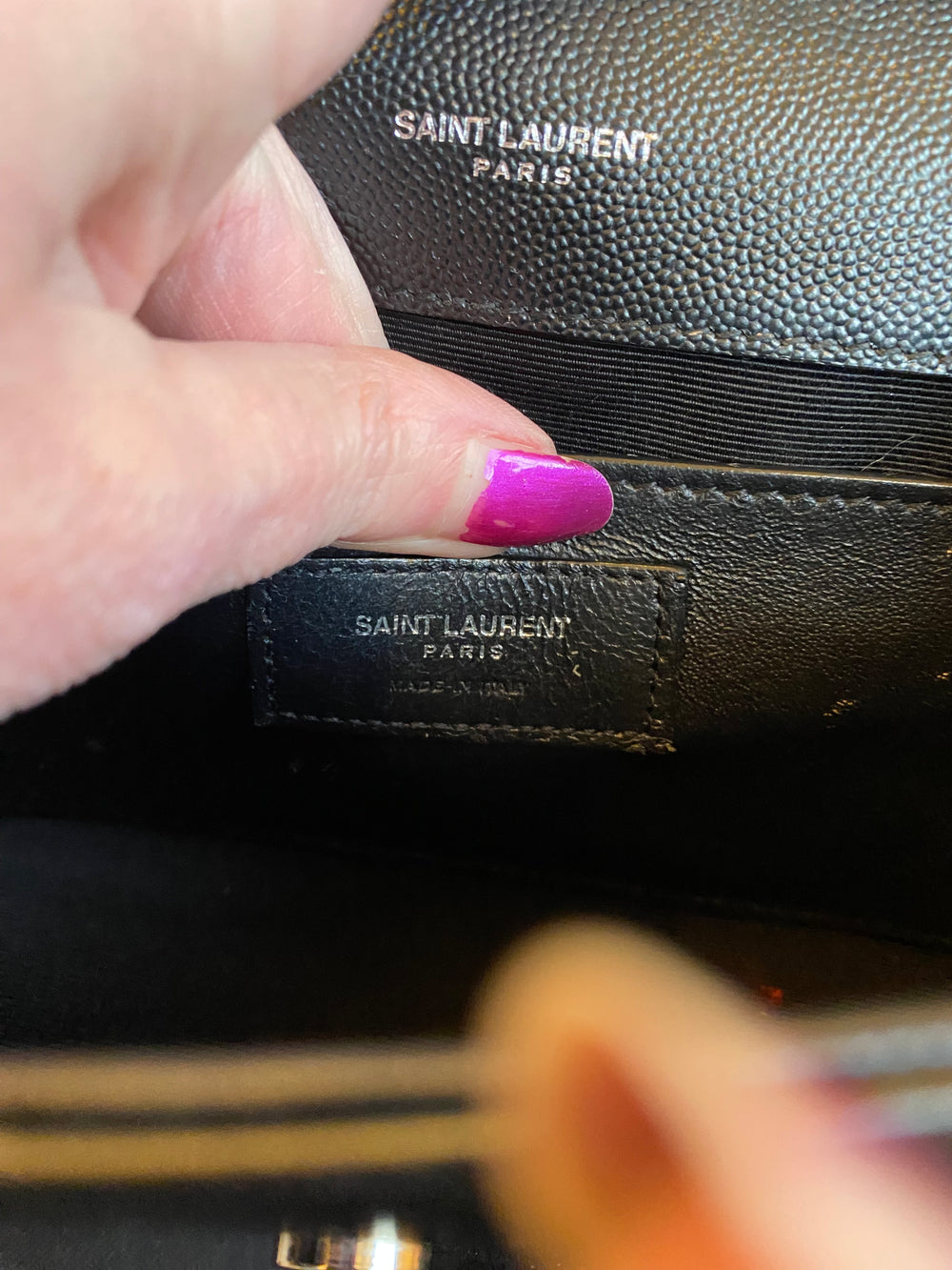 Pre Loved Saint Laurent Kate Crossbody Bag in Black with Silver Tone Hardware