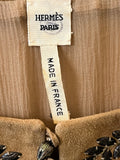 Hermes Rare Vintage Suede Dress with Hand Beaded Ethnic Embellishment FR38 UK 10