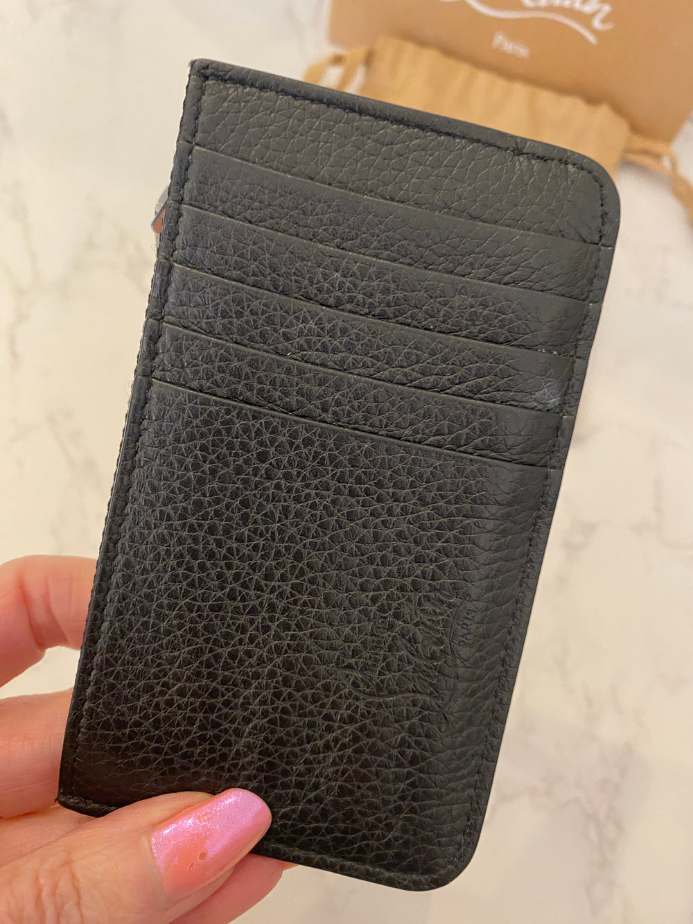 Pre Loved Christian Louboutin Black Spike purse/cardholder (excellent)