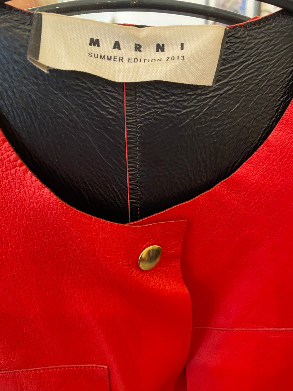 Pre Loved Marni Red Leather Dress/Gilet FR38  UK10