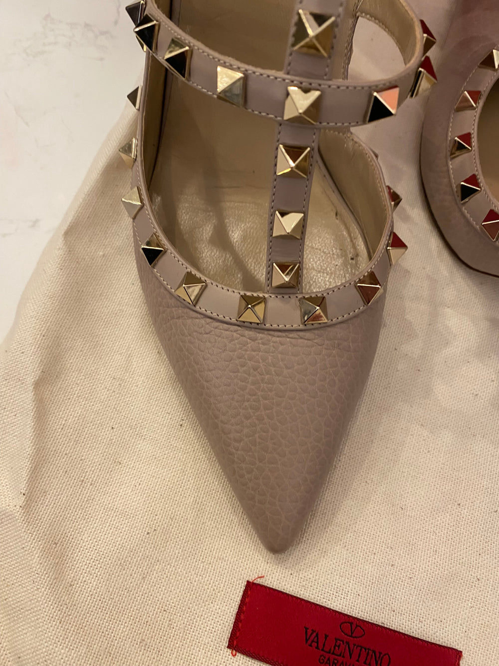 Pre Loved Valentino Garavani Rock Stud Nude Heels UK 8