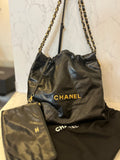 Pre Loved Chanel 22 in Black Shiny Calf Leather (new)