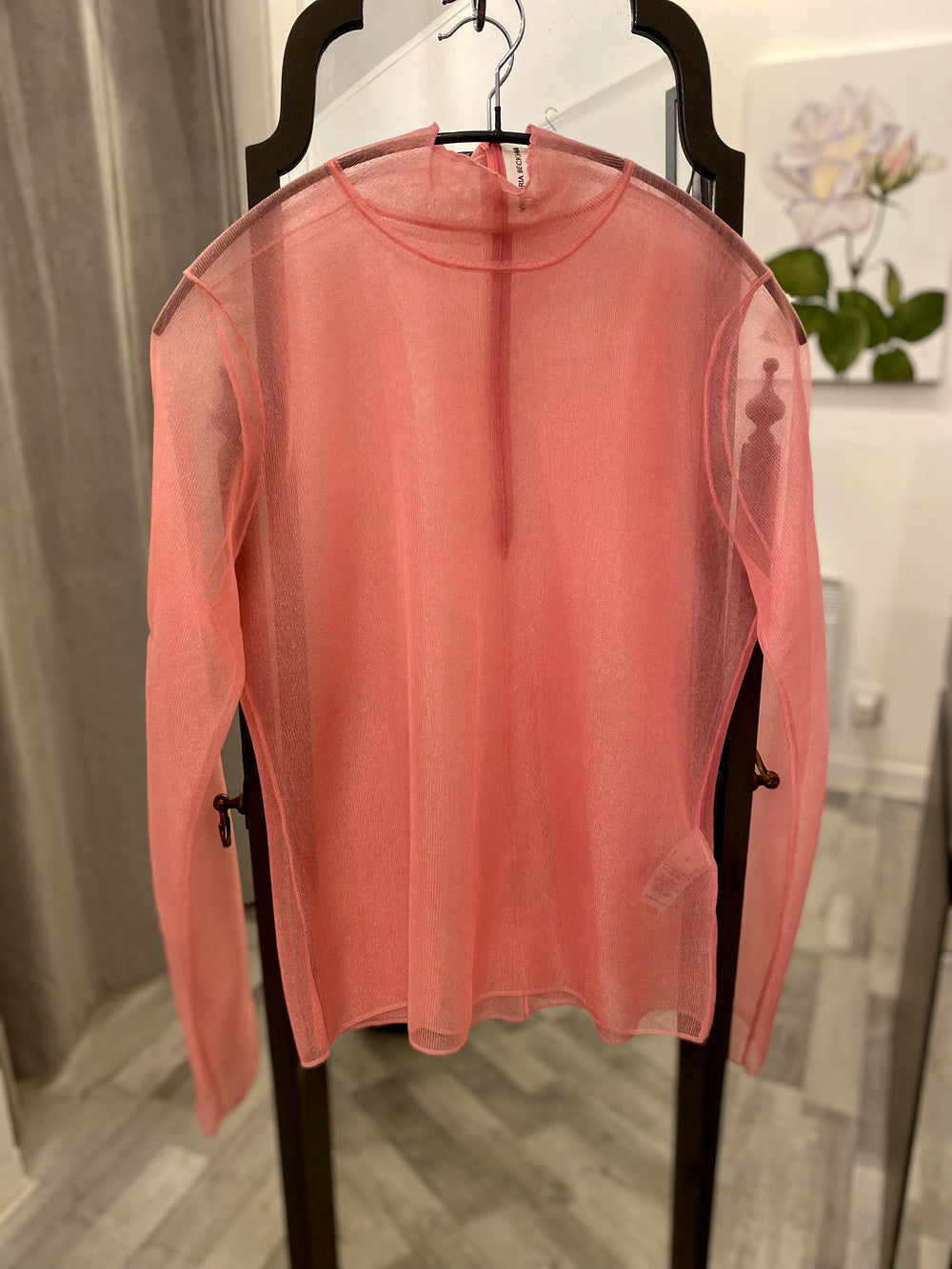 Pre Loved Victoria Beckham Pink Sheer Top size L (excellent)