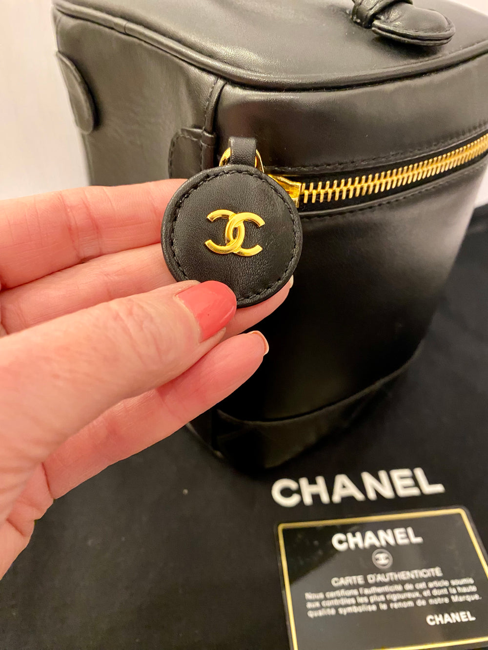 Chanel CC Vintage Tall Washbag in Lambskin Leather