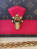 Pre Loved Louis Vuitton Victoire Shoulder Bag in Monogam Canvas and Red Leather - Excellent