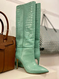 Pre Loved Paris Texas Mint Green Croco Embossed Leather uk5