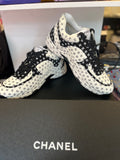 Pre Loved Chanel Runner Sneakers Black & White CC Suede & Leather UK6.5 New