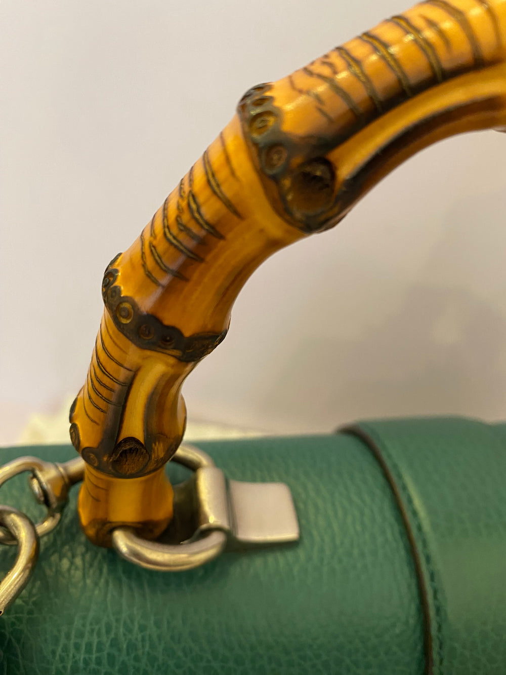 Pre Loved Gucci Green Leather Medium Dionysus Bamboo Top Handle (excellent)