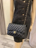 Pre Loved Chanel Double Flap Jumbo in Black Caviar Leather 2015