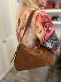 Pre Loved Aimee Prada Brown Suede Shoulder Bag (as new)