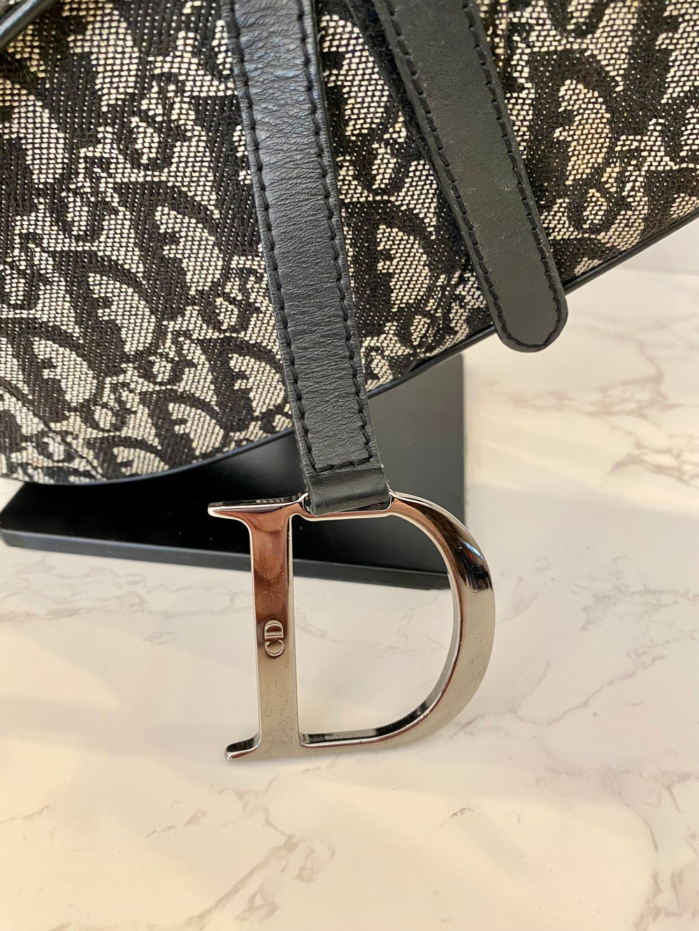 Pre Loved Christian Dior Black Oblique Saddle Bag - Vintage