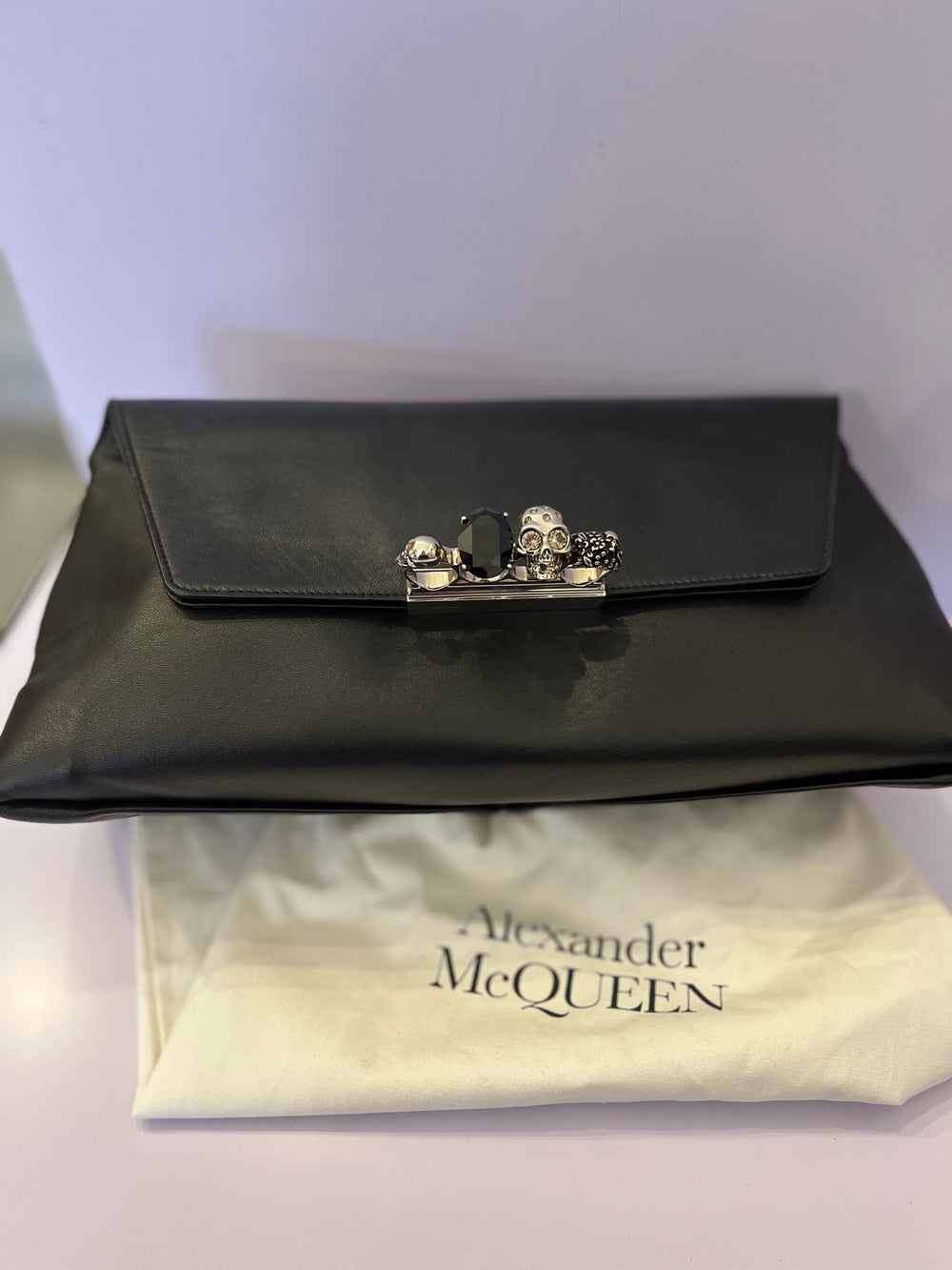 Pre Loved Alexander McQueen Large Four Ring Clutch