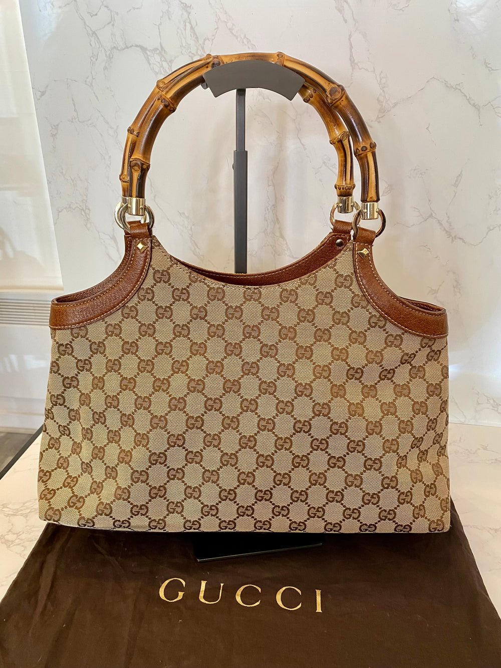 Pre Loved Vintage Gucci Bamboo GG Shopper