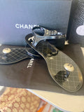 Pre Loved Chanel black pearl toe with ankle strap jelly sandals - UK 4